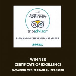 Winner Certificate of Excellence Tamarind Mediterranean Restaurant